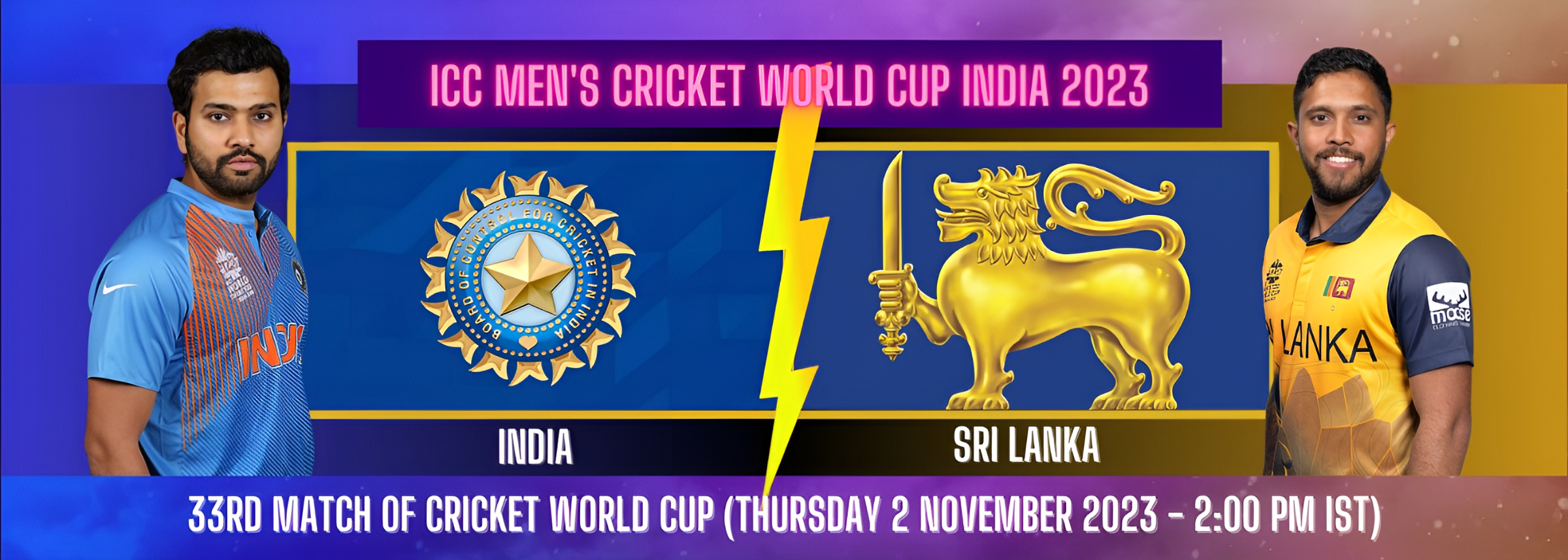 India vs Sri Lanka 33rd Match of Cricket World Cup (Thursday 2 November 2023 - 200 PM IST)